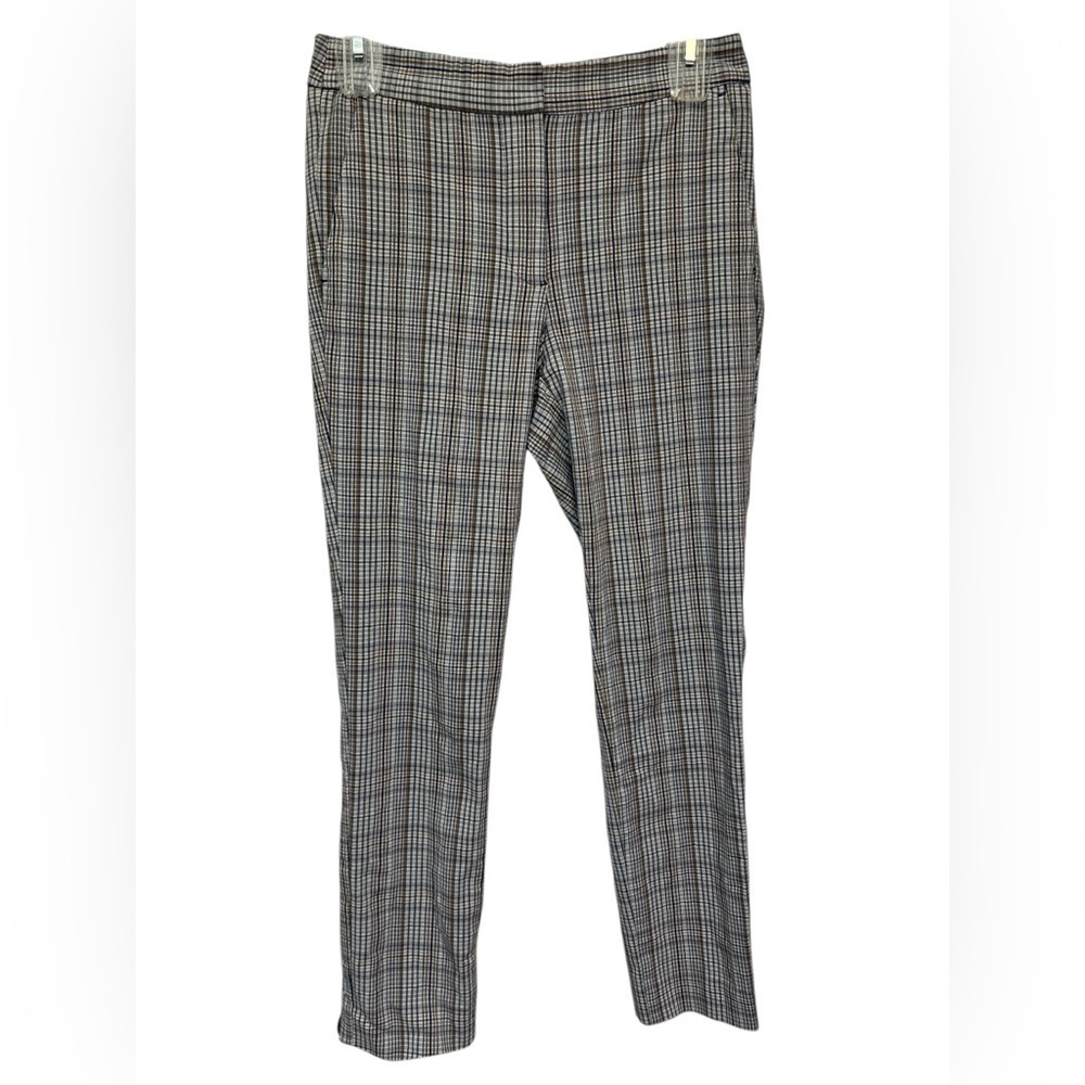 Zara Women's Plaid Brown & Blue Dress Slacks Pants W/ Pockets